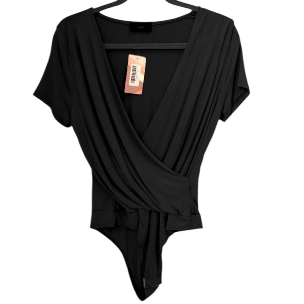 Mynta Black Wrap Bodysuit Petite Large